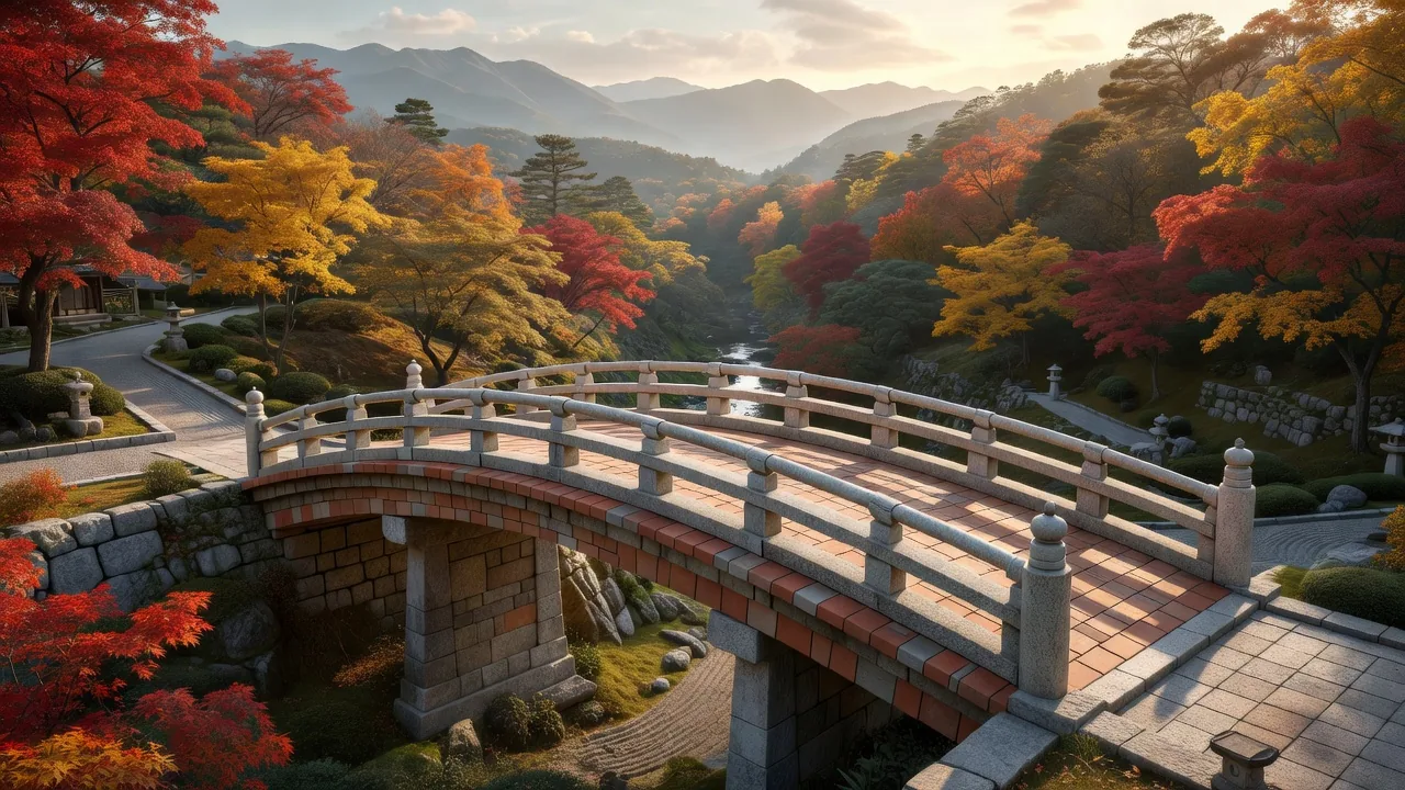谷を望む粘土と石の橋